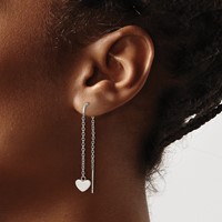 Chisel Stainless Steel Polished Threader Heart Dangle Earrings view 3