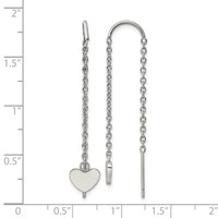 Chisel Stainless Steel Polished Threader Heart Dangle Earrings view 4