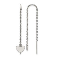 Chisel Stainless Steel Polished Threader Heart Dangle Earrings view 1