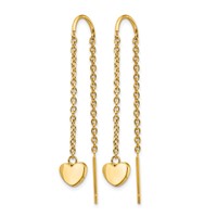 Chisel Stainless Steel Polished Yellow IP-plated Threader Heart Dangle Earrings view 2