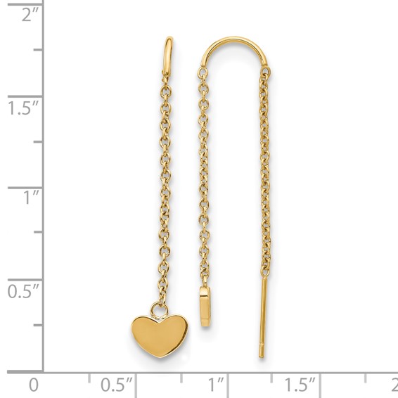 Chisel Stainless Steel Polished Yellow IP-plated Threader Heart Dangle Earrings