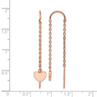Chisel Stainless Steel Polished Rose IP-plated Threader Heart Dangle Earrings view 3