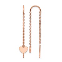 Chisel Stainless Steel Polished Rose IP-plated Threader Heart Dangle Earrings view 1