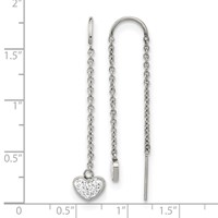 Chisel Stainless Steel Polished Earrings with Preciosa Crystal Heart Threader view 4
