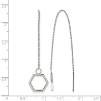 Stainless Steel Polished Hexagon Dangle Threader Earrings view 4
