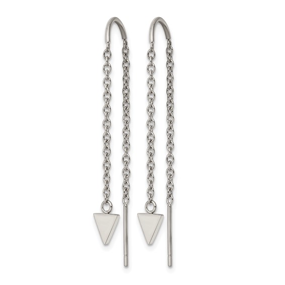 Chisel Stainless Steel Polished Triangle Dangle Threader Earrings