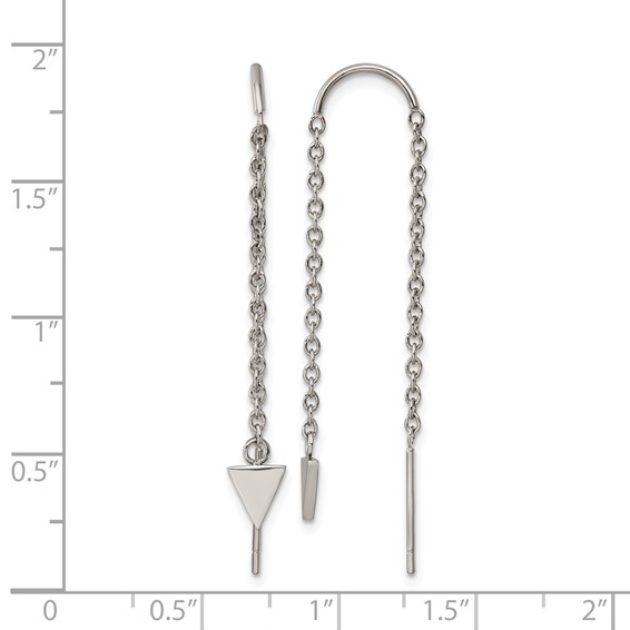 Chisel Stainless Steel Polished Triangle Dangle Threader Earrings