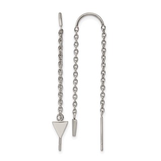 Chisel Stainless Steel Polished Triangle Dangle Threader Earrings
