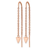 Chisel Stainless Steel Polished Rose IP-plated Triangle Threader Dangle Earrings view 2