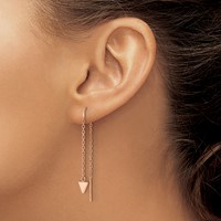 Chisel Stainless Steel Polished Rose IP-plated Triangle Threader Dangle Earrings view 3