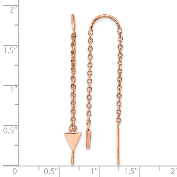 Chisel Stainless Steel Polished Rose IP-plated Triangle Threader Dangle Earrings