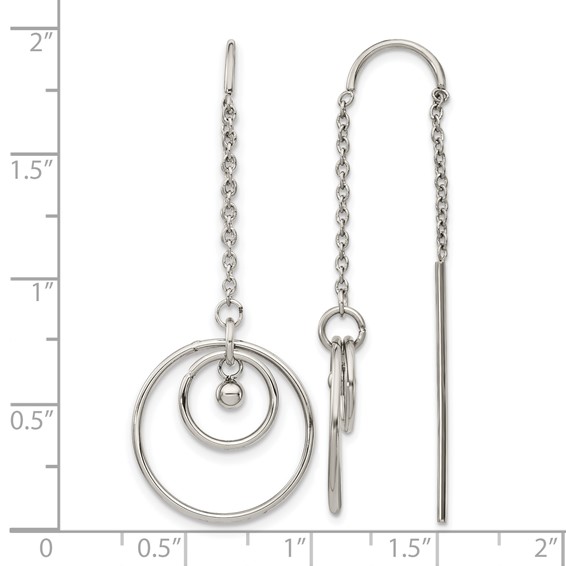 Chisel Stainless Steel Polished Circle Dangle Threader Earrings