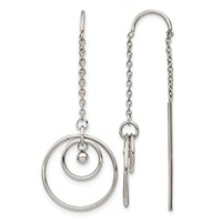 Chisel Stainless Steel Polished Circle Dangle Threader Earrings view 1