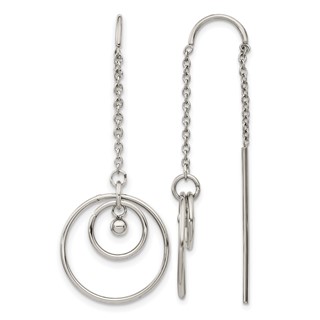 Chisel Stainless Steel Polished Circle Dangle Threader Earrings