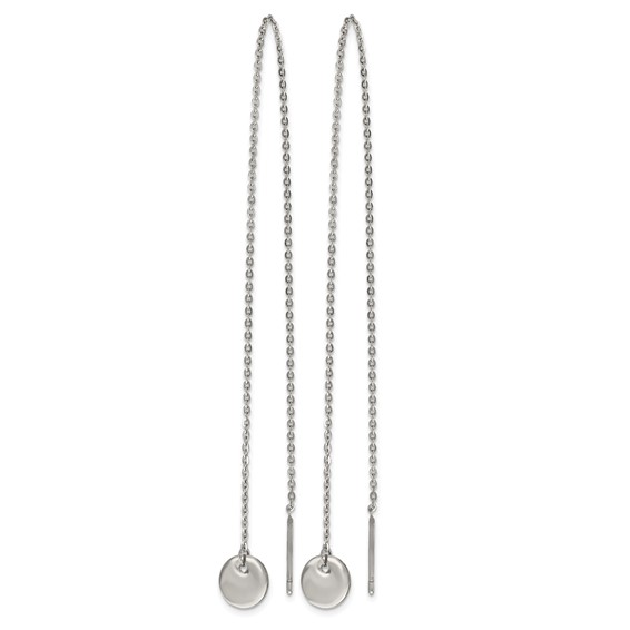 Chisel Stainless Steel Polished Disc Dangle Threader Earrings