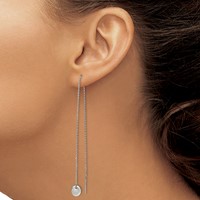 Chisel Stainless Steel Polished Disc Dangle Threader Earrings view 3