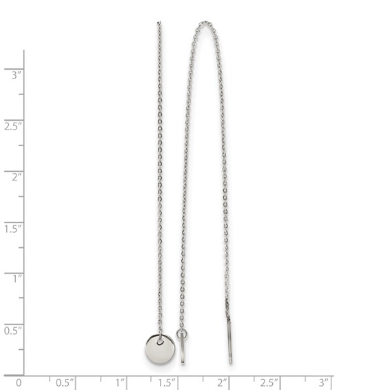 Chisel Stainless Steel Polished Disc Dangle Threader Earrings