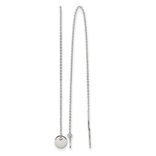 Chisel Stainless Steel Polished Disc Dangle Threader Earrings