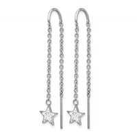 Chisel Stainless Steel Polished Earrings with Preciosa Crystal Star Threader view 2