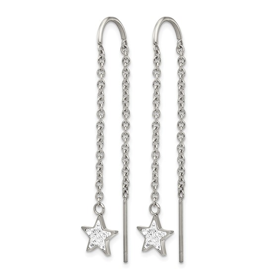 Chisel Stainless Steel Polished with Preciosa Crystal Star Threader Earrings