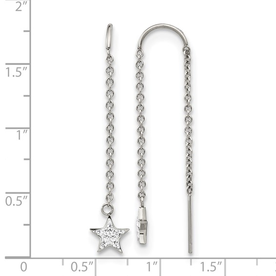 Chisel Stainless Steel Polished with Preciosa Crystal Star Threader Earrings