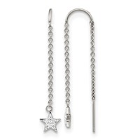 Chisel Stainless Steel Polished Earrings with Preciosa Crystal Star Threader view 1