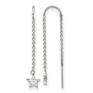 Chisel Stainless Steel Polished with Preciosa Crystal Star Threader Earrings