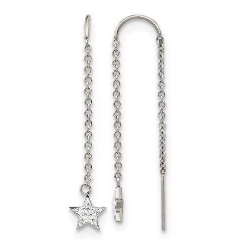 Chisel Stainless Steel Polished Earrings with Preciosa Crystal Star Threader