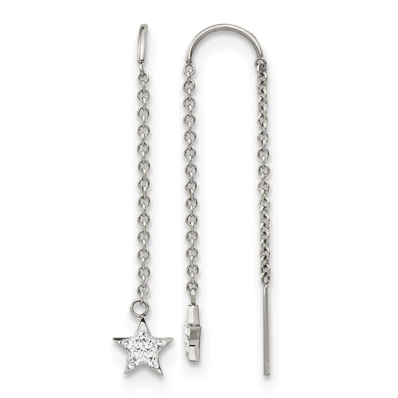 Chisel Stainless Steel Polished with Preciosa Crystal Star Threader Earrings