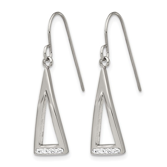 Chisel Stainless Steel Polished with Preciosa Crystal Dangle Shepherd Hook Earrings