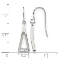 Chisel Stainless Steel Polished Earrings with Preciosa Crystal Dangle Shepherd Hook view 4