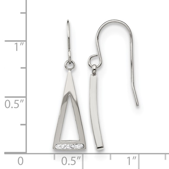 Chisel Stainless Steel Polished with Preciosa Crystal Dangle Shepherd Hook Earrings