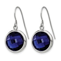 Chisel Stainless Steel Polished Earrings with Blue Glass Dangle Shepherd Hook view 2