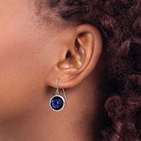 Chisel Stainless Steel Polished Earrings with Blue Glass Dangle Shepherd Hook view 3