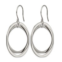 Chisel Stainless Steel Polished Circles Dangle Shepherd Hook Earring view 2