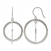 Chisel Stainless Steel Polished Circles Dangle Shepherd Hook Earring view 1