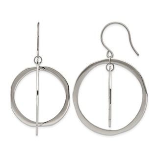Chisel Stainless Steel Polished Circles Dangle Shepherd Hook Earring