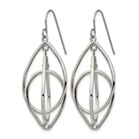 Chisel Stainless Steel Polished Dangle Shepherd Hook Earrings view 2