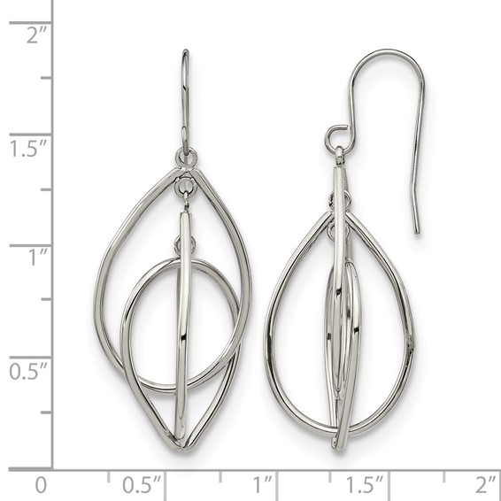 Chisel Stainless Steel Polished Dangle Shepherd Hook Earrings