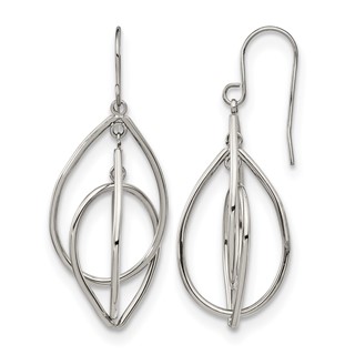 Chisel Stainless Steel Polished Dangle Shepherd Hook Earrings