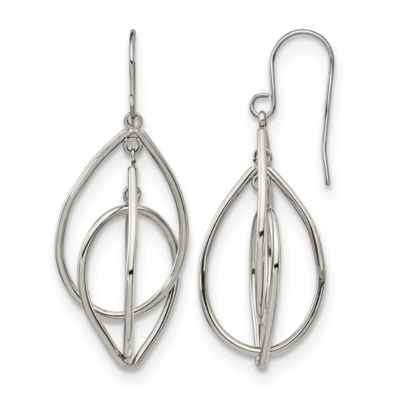 Chisel Stainless Steel Polished Dangle Shepherd Hook Earrings