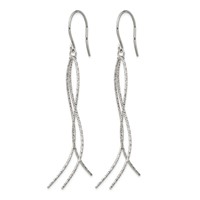 Chisel Stainless Steel Polished and Textured Dangle Shepherd Hook Earrings view 2