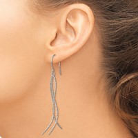 Chisel Stainless Steel Polished and Textured Dangle Shepherd Hook Earrings view 3