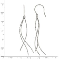 Chisel Stainless Steel Polished and Textured Dangle Shepherd Hook Earrings view 4