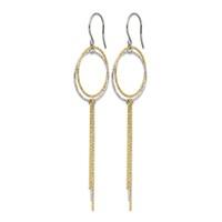 Stainless Steel Polished and Textured Yellow IP Shepherd Hook Earrings view 2