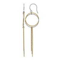 Stainless Steel Polished and Textured Yellow IP Shepherd Hook Earrings view 1