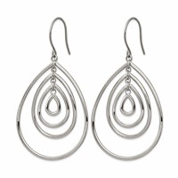 Chisel Stainless Steel Polished Dangle Shepherd Hook Earrings view 2