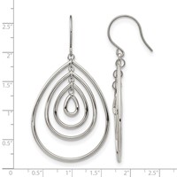 Chisel Stainless Steel Polished Dangle Shepherd Hook Earrings view 4