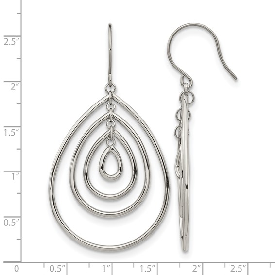 Chisel Stainless Steel Polished Dangle Shepherd Hook Earrings