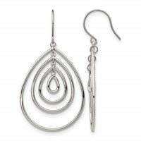 Chisel Stainless Steel Polished Dangle Shepherd Hook Earrings view 1